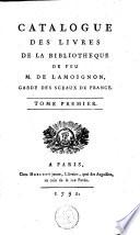 Catalogue des livres de la bibliotheque de feu M. de Lamoignon, garde des sceaux de France