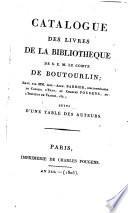 Catalogue des livres de la bibliotheque de ... le Comte de Boutourlin ... suivi d'une table des auteurs