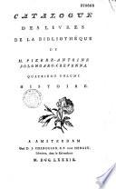 Catalogue des livres de la bibliothèque de M. Pierre-Antoine Bolongaro-Crevenna