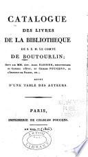 Catalogue des livres de la bibliothèque de S.E.M. le comte de Boutourlin