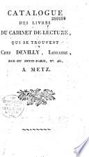 Catalogue des livres du cabinet de lecture de... Devilly, libraire