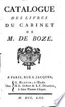 Catalogue des livres du cabinet de M. de Boze