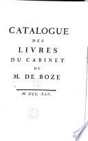 Catalogue des livres du cabinet de M. de Boze