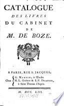 Catalogue des livres du cabinet de m. de Boze