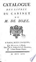 Catalogue des livres du cabinet de M. de Boze