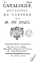 Catalogue des livres du cabinet de M. de Boze (par J. Boudot. Vente à Paris)