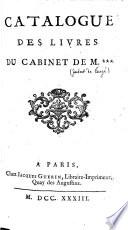 Catalogue des livres du cabinet de M+++ (Imbert de Cange)