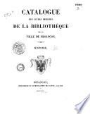 Catalogue des livres imprimés de la bibliothèque de la ville de Besançon