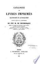 Catalogue des livres imprimés, manuscrits et autographes faisant partie de la bibliothèque de feu M. de Monmerqué