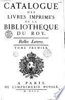Catalogue des livres imprimez de la Bibliothèque du Roy