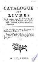 Catalogue des livres qui se vendent chez R. Gambar, fils, libraire & cartier ... à Courtrai