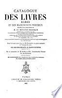 Catalogue des livres rares et des manuscrits précieux de la bibliothèque de M. le Métayer-Masselin
