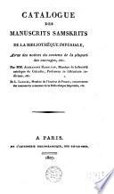 Catalogue des manuscrits samscrits de la Bibliothêque impériale, par A. Hamilton et L. Langlès