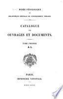 Catalogue des ouvrages et documents