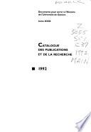 Catalogue des publications et de la recherche