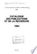 Catalogue des publications et de la recherche