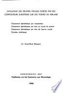 Catalogue des œuvres vocales écrites par des compositeurs européens sur des poèmes de Verlaine