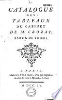 Catalogue des tableaux du cabinet de M. Crozat, baron de Thiers
