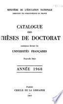 Catalogue des thèses de doctorat soutenues devant les universités françaises