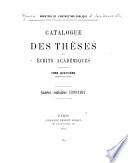 Catalogue des thèses de doctorat soutenues devant les universités françaises