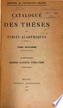 Catalogue des thèses de doctorat soutenues devant les universités françaises