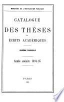 Catalogue des thèses de doctorat soutenues devant les universités françaises