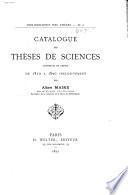 Catalogue des thèses de sciences soutenues en France de 1810 à 1890 inclusivement
