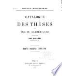 Catalogue des thèses et écrits académiques