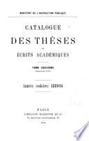 Catalogue des thèses et écrits académiques