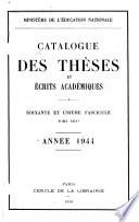 Catalogue des thèses et écrits académiques
