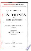 Catalogue des thèses et écrits académiques