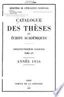 Catalogue des thèses et écrits académiques