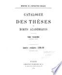 Catalogue des thèses et écrits académiques