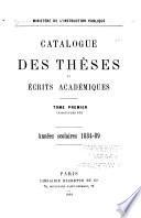 Catalogue des thèses et écrits académiques