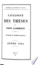 Catalogue des thèses et écrits académiques