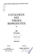 Catalogue des thèses reproduites