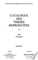 Catalogue des thèses reproduites