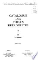 Catalogue Des Thèses Reproduites