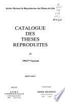 Catalogue Des Thèses Reproduites