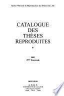 Catalogue des thèses reproduites