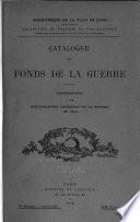 Catalogue du fonds de la guerre