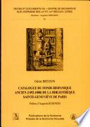 Catalogue du fonds hispanique ancien (1492-1808) de la Bibliothèque Sainte-Geneviève de Paris