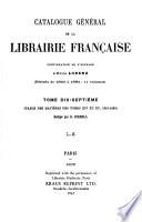 Catalogue général de la librairie française: 1891-1899. Table des matières