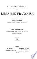 Catalogue général de la librairie française: 1900-1905, auteurs : I-Z