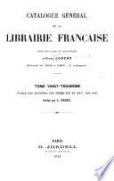 Catalogue général de la librairie française: 1906-1909. Table des matières