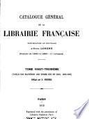 Catalogue général de la librairie française: 1906-1909. Table des matières