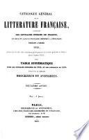 Catalogue général de la littérature Française