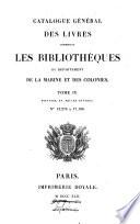 Catalogue général des livres composant les bibliothèques du departement de la marine et des colonies