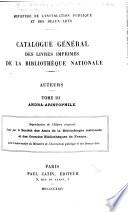 Catalogue général des livres imprimés de la Bibliothèque nationale