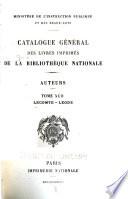 Catalogue général des livres imprimés de la Bibliothèque nationale